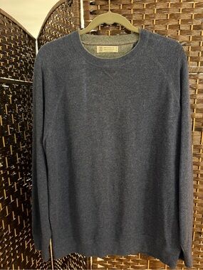 Brunello Cucinelli Men's Crewneck Sweater - Dark Blue size 56